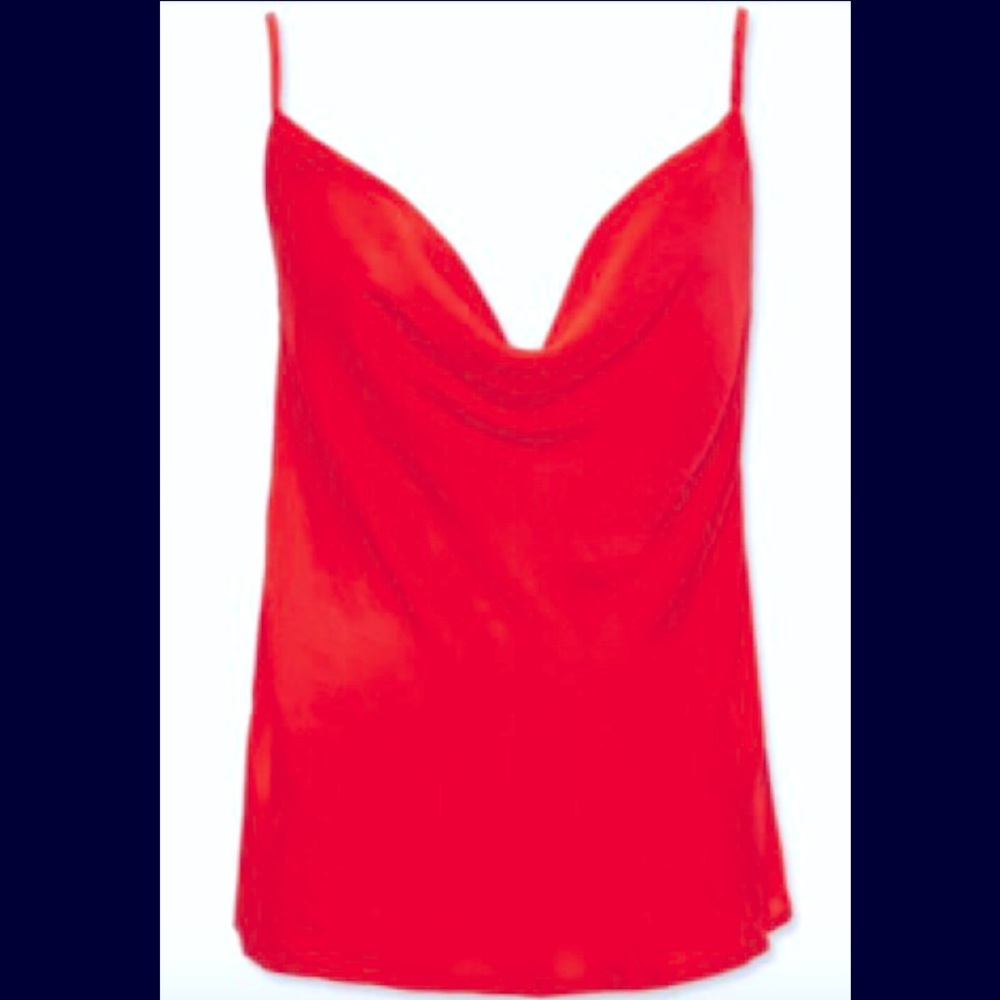 NWT Forever 21 Satin Cowl Cami, Tomato Size Large